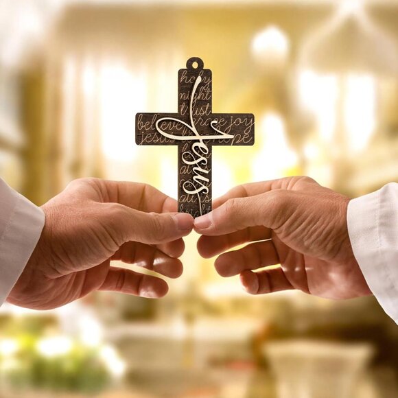 Wooden Cross Ornaments Christmas Tree Religious Gifts for Women Faith - Picture 2 of 6